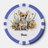 Schattigee Chihuahua in bloei Poker Chips (Voorkant)