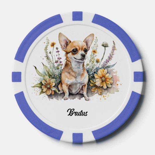 Schattigee Chihuahua in bloei Poker Chips (Voorkant)