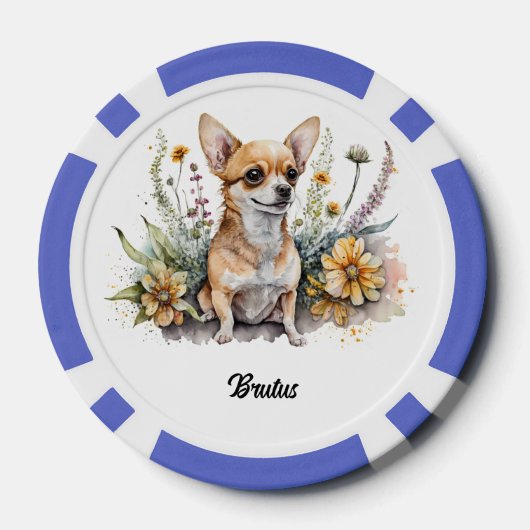 Schattigee Chihuahua in bloei Poker Chips (Achterkant)