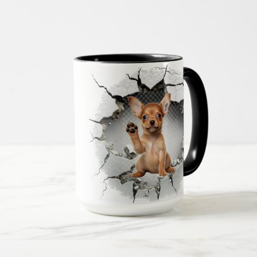 Schattigee Chihuahua in een gebarsten muur Mok (Voorkant rechts)