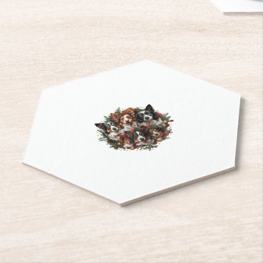 Schattigee Chihuahua In Santa Hat Grappige Kerstmi Kartonnen Onderzetters (Schuin)