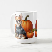 Schattigee Chihuahua in Trui met Pompoenen Koffiemok (Voorkant links)