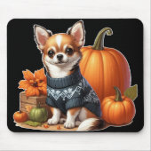 Schattigee Chihuahua in Trui met Pompoenen Muismat (Voorkant)