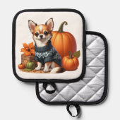 Schattigee Chihuahua in Trui met Pompoenen Pannenlap (Voorkant / Achterkant)