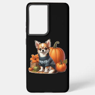 Schattigee Chihuahua in Trui met Pompoenen Samsung Galaxy Hoesje