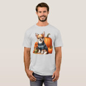 Schattigee Chihuahua in Trui met Pompoenen T-shirt (Voorkant volledig)