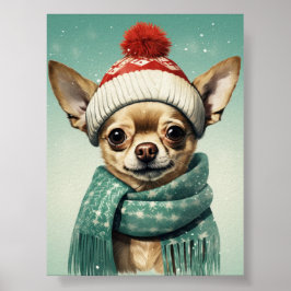 Schattigee Chihuahua kerstkunst: Schattige vakanti Poster