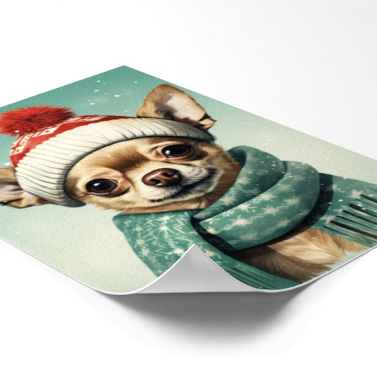 Schattigee Chihuahua kerstkunst: Schattige vakanti Poster (Hoek)