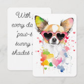 Schattigee Chihuahua met Hart Zonnebril Bedankkaart (Voorkant / Achterkant)