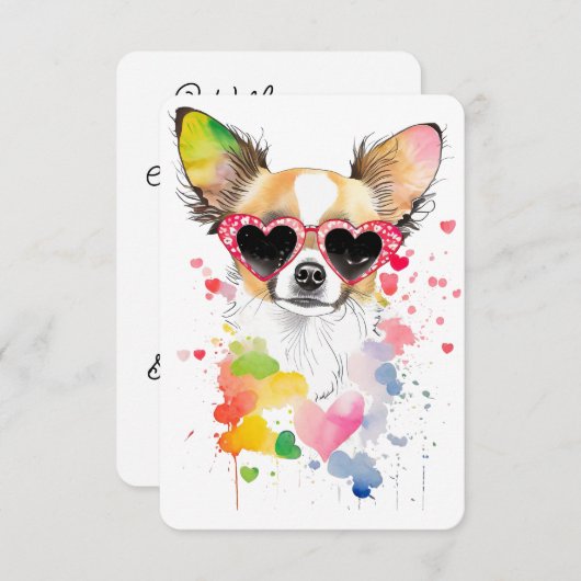 Schattigee Chihuahua met Hart Zonnebril Bedankkaart (Voorkant / Achterkant)