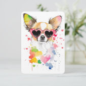 Schattigee Chihuahua met Hart Zonnebril Bedankkaart (Staand voorkant)