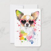 Schattigee Chihuahua met Hart Zonnebril Bedankkaart (Voorkant)