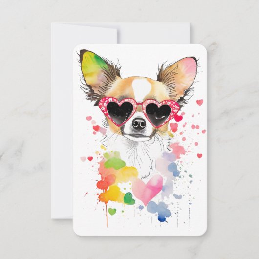 Schattigee Chihuahua met Hart Zonnebril Bedankkaart (Voorkant)