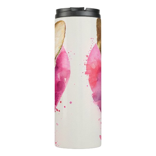 Schattigee Chihuahua met Roze Hart Achtergrond Thermosbeker (Achterkant)