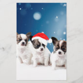 Schattigee Chihuahua Puppies met Santa Hat Christm Briefpapier (Voorkant)