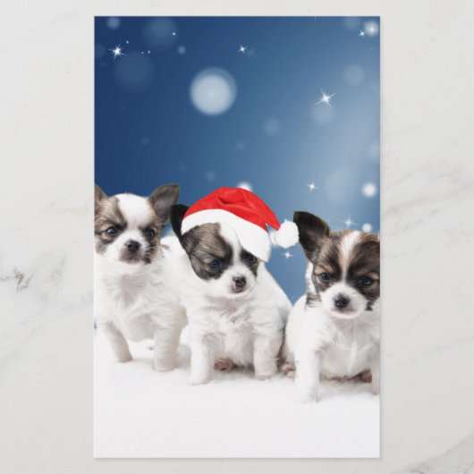Schattigee Chihuahua Puppies met Santa Hat Christm Briefpapier (Voorkant)