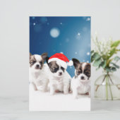 Schattigee Chihuahua Puppies met Santa Hat Christm Briefpapier (Staand voorkant)