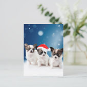 Schattigee Chihuahua Puppies met Santa Hat Christm Feestdagenkaart (Staand voorkant)
