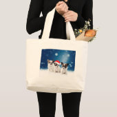 Schattigee Chihuahua Puppies met Santa Hat Christm Grote Tote Bag (Voorkant (product))