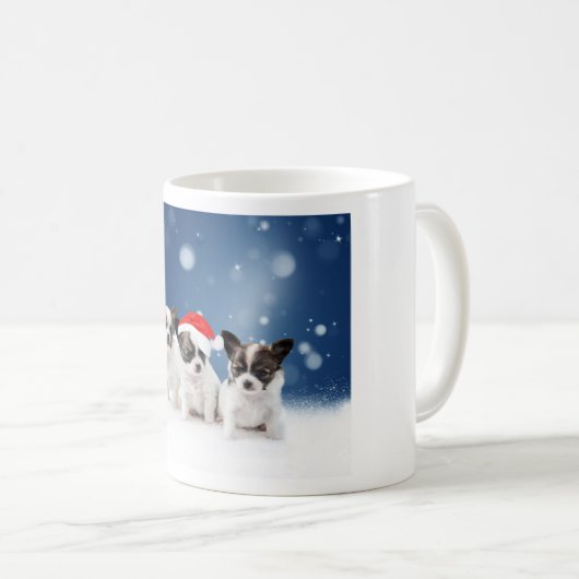 Schattigee Chihuahua Puppies met Santa Hat Christm Koffiemok (Voorkant rechts)