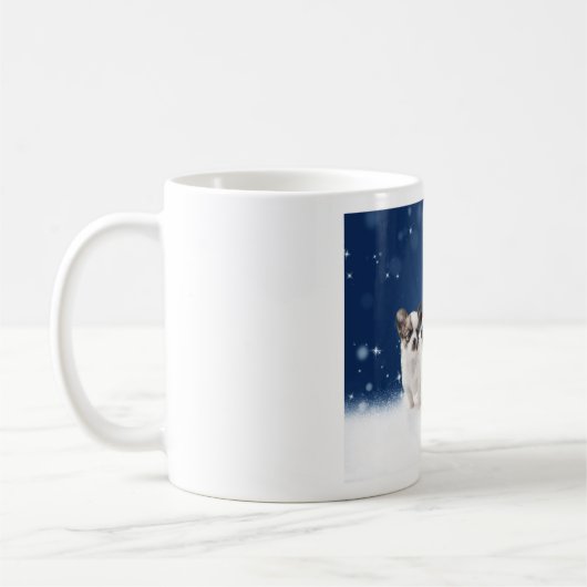 Schattigee Chihuahua Puppies met Santa Hat Christm Koffiemok (Links)