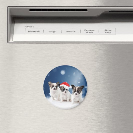 Schattigee Chihuahua Puppies met Santa Hat Christm Magneet (Insitu (Vaatwasser))