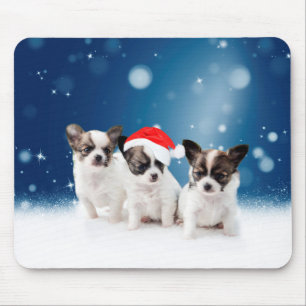 Schattigee Chihuahua Puppies met Santa Hat Christm Muismat