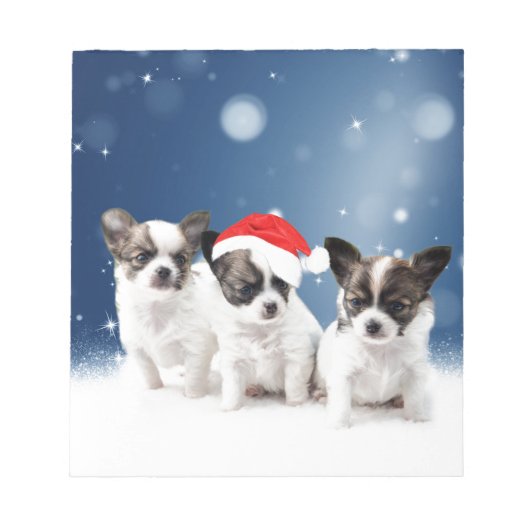 Schattigee Chihuahua Puppies met Santa Hat Christm Notitieblok (Voorkant)