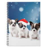 Schattigee Chihuahua Puppies met Santa Hat Christm Notitieboek (Voorkant)