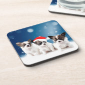 Schattigee Chihuahua Puppies met Santa Hat Christm Onderzetter (Linkerzijde)