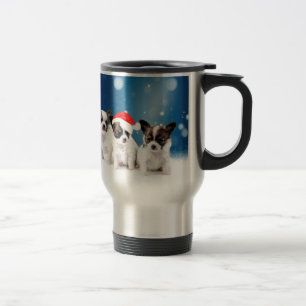 Schattigee Chihuahua Puppies met Santa Hat Christm Reisbeker