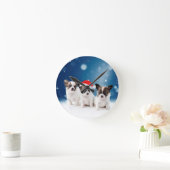 Schattigee Chihuahua Puppies met Santa Hat Christm Ronde Klok (Huis)