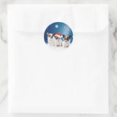Schattigee Chihuahua Puppies met Santa Hat Christm Ronde Sticker (Tas)