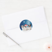 Schattigee Chihuahua Puppies met Santa Hat Christm Ronde Sticker (Envelop)