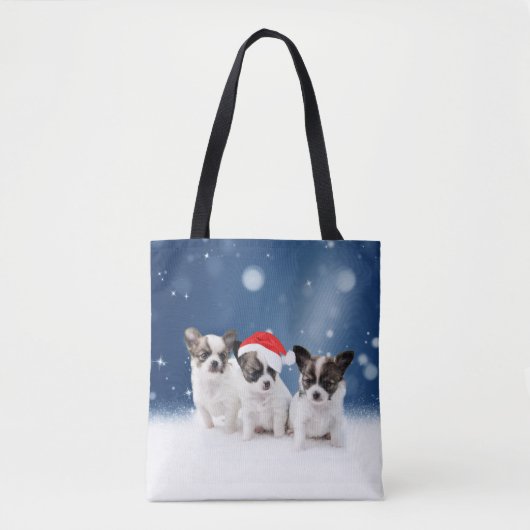Schattigee Chihuahua Puppies met Santa Hat Christm Tote Bag (Voorkant)