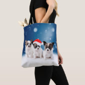 Schattigee Chihuahua Puppies met Santa Hat Christm Tote Bag (Dichtbij)