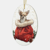 Schattigee Chihuahua Puppy Dog Kerstcadeau Tas Keramisch Ornament (Links)