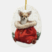 Schattigee Chihuahua Puppy Dog Kerstcadeau Tas Keramisch Ornament (Voorkant)