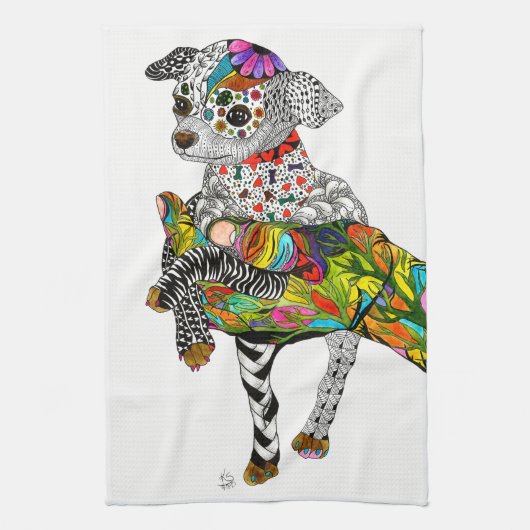 Schattigee Chihuahua Puppy Keukenhanddoek (Verticaal)