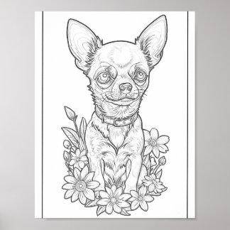 Schattigee Chihuahua Puppy Kleurplaat Poster