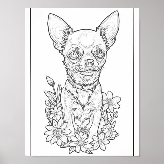 Schattigee Chihuahua Puppy Kleurplaat Poster (Voorkant)