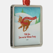 Schattigee Chihuahua Retriever Dog Snow Christmas Metalen Ornament (Rechts)