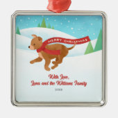 Schattigee Chihuahua Retriever Dog Snow Christmas Metalen Ornament (Voorkant)