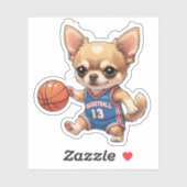 Schattigee Chihuahua Spelen Basketbal Dog Kiss Cut Sticker (Vel)