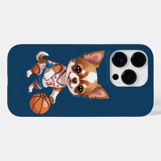 Schattigee Chihuahua Spelen Basketbal Hondensport Case-Mate iPhone Case (Achterkant (horizontaal))