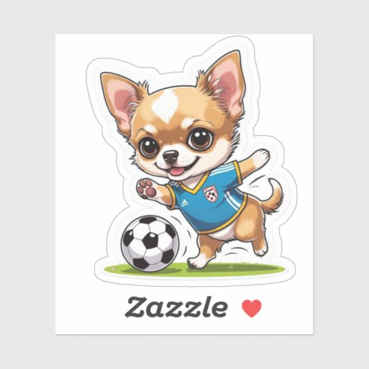 Schattigee Chihuahua Spelen Voetbal Hond Sport Kus Sticker (Vel)