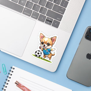 Schattigee Chihuahua Spelen Voetbal Hond Sport Kus Sticker
