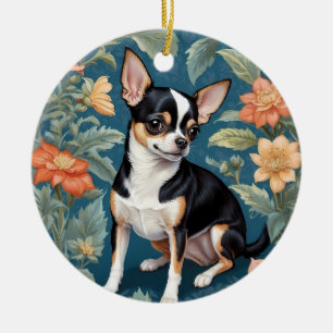 Schattigee Chihuahua William Morris geïnspireerd F Keramisch Ornament