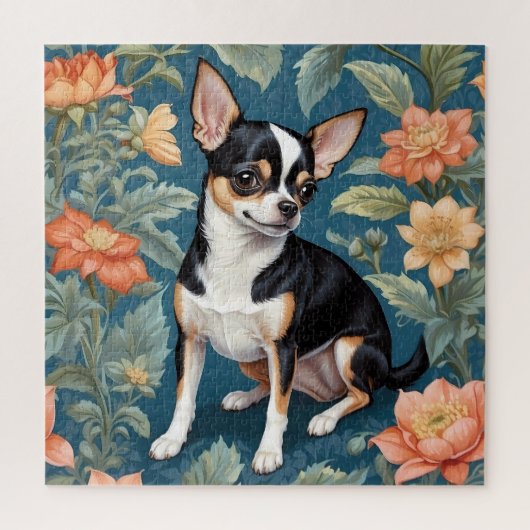 Schattigee Chihuahua William Morris geïnspireerd F Legpuzzel (Verticaal)