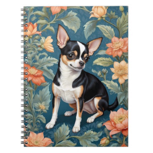 Schattigee Chihuahua William Morris geïnspireerd F Notitieboek